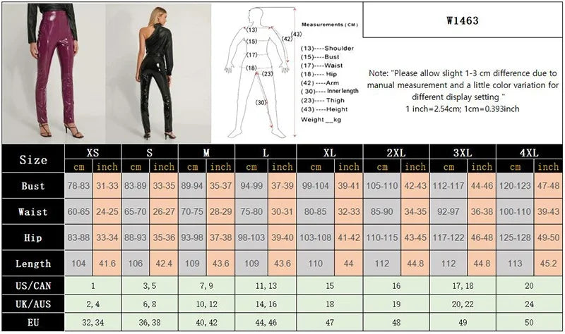 Frauen glänzende Lack leder Bleistift hose hohe Taille Kunst latex Stretch hose Damen Vintage schlanke Pu Leggings Clubwear benutzer definierte