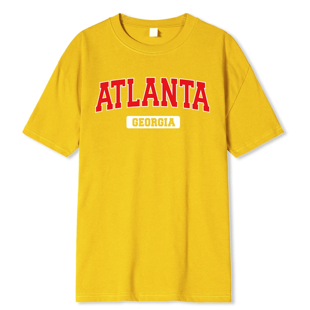 Atlanta Georgia Street Printing Men T Shirt Fashion Casual Tshirts Street Oversize Tshirt Loose 100% Cotton Tee Clothing Man