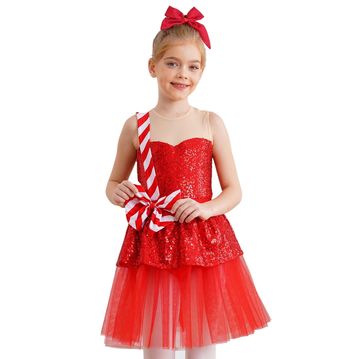 Mädchen Weihnachten Zuckers tange Kostüm Pailletten Tutu Kleid für Weihnachten Tanz Urlaub Party Festival Santa Claus Bühnen performance