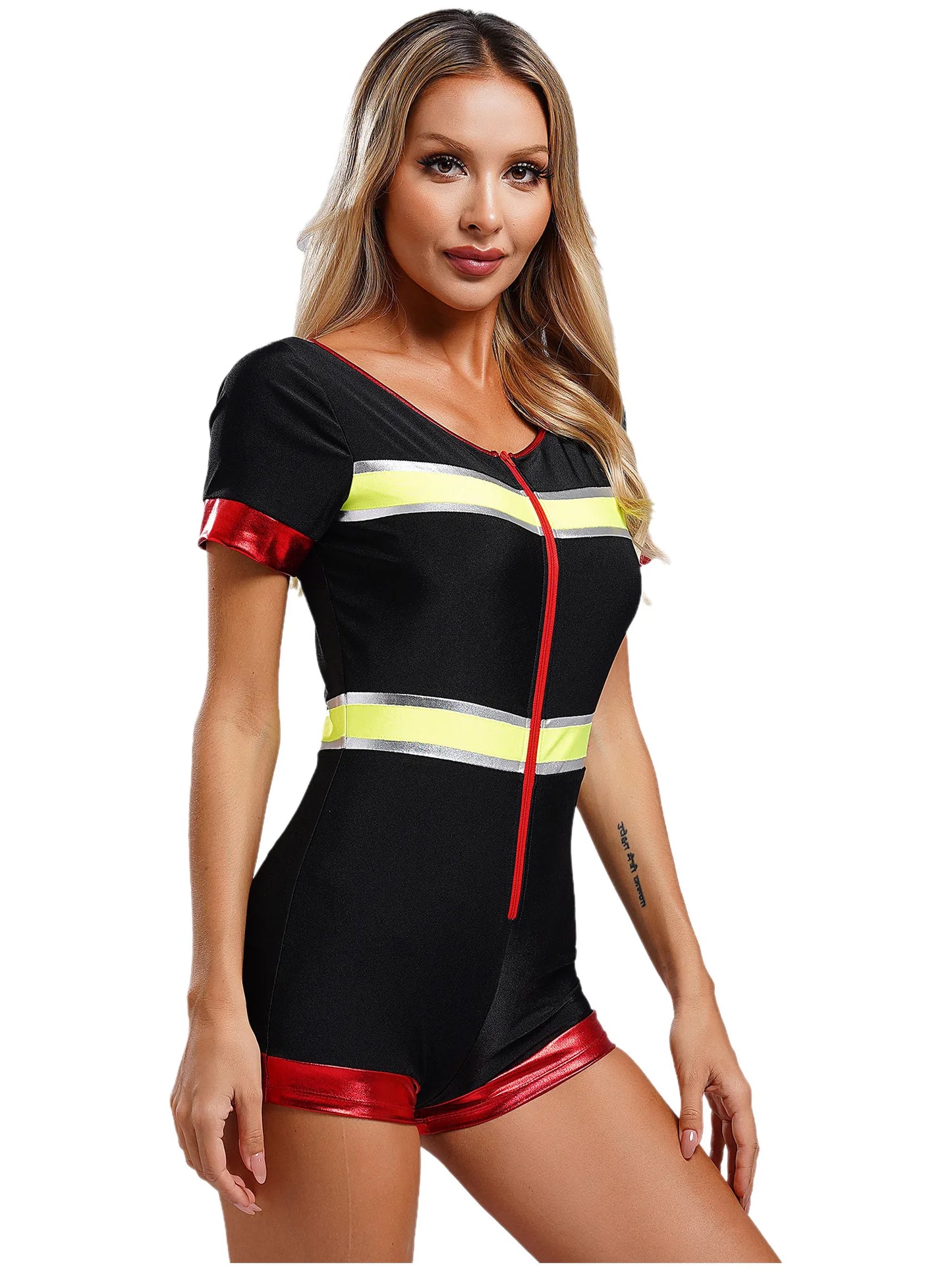 Damen Feuerwehr mann Kostüm Feuer Kapitän einteiligen Overall Bodysuit Stram pler für Halloween Cosplay Party Rollenspiel Kostüm verkleiden