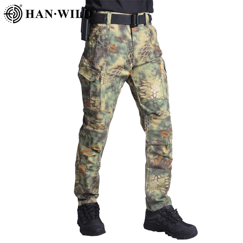 HANWILD Cargo Pants Men Casual Camouflage FIshing Pants Fashion Streetwear Jogger Tactical Military Trousers Men Cargo Pants
