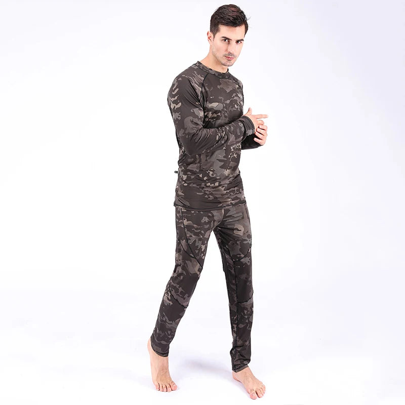 High Quality Camouflage Long Johns Set Quick Drying Body Shaping Sporting Longies Riding Runing Camping Thermals Set A3F01