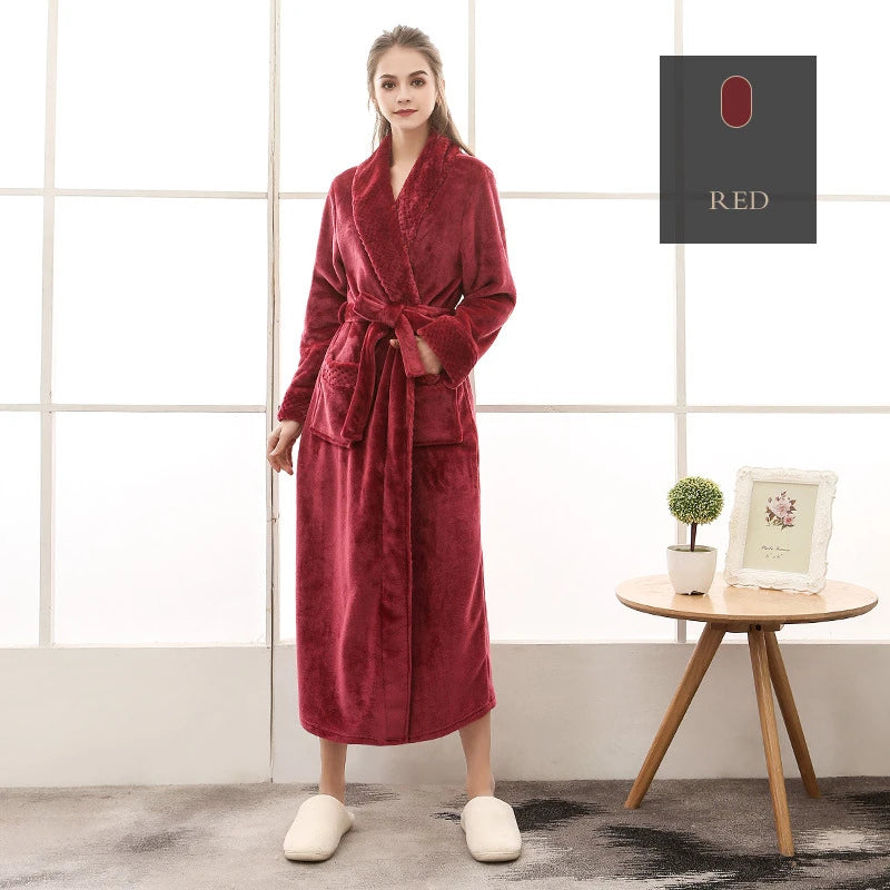 2024 neue Winter roben Männer warme Flanell Pyjamas Frauen dicke Langarm Bademantel Männer einfarbige Homewear Lounge wear