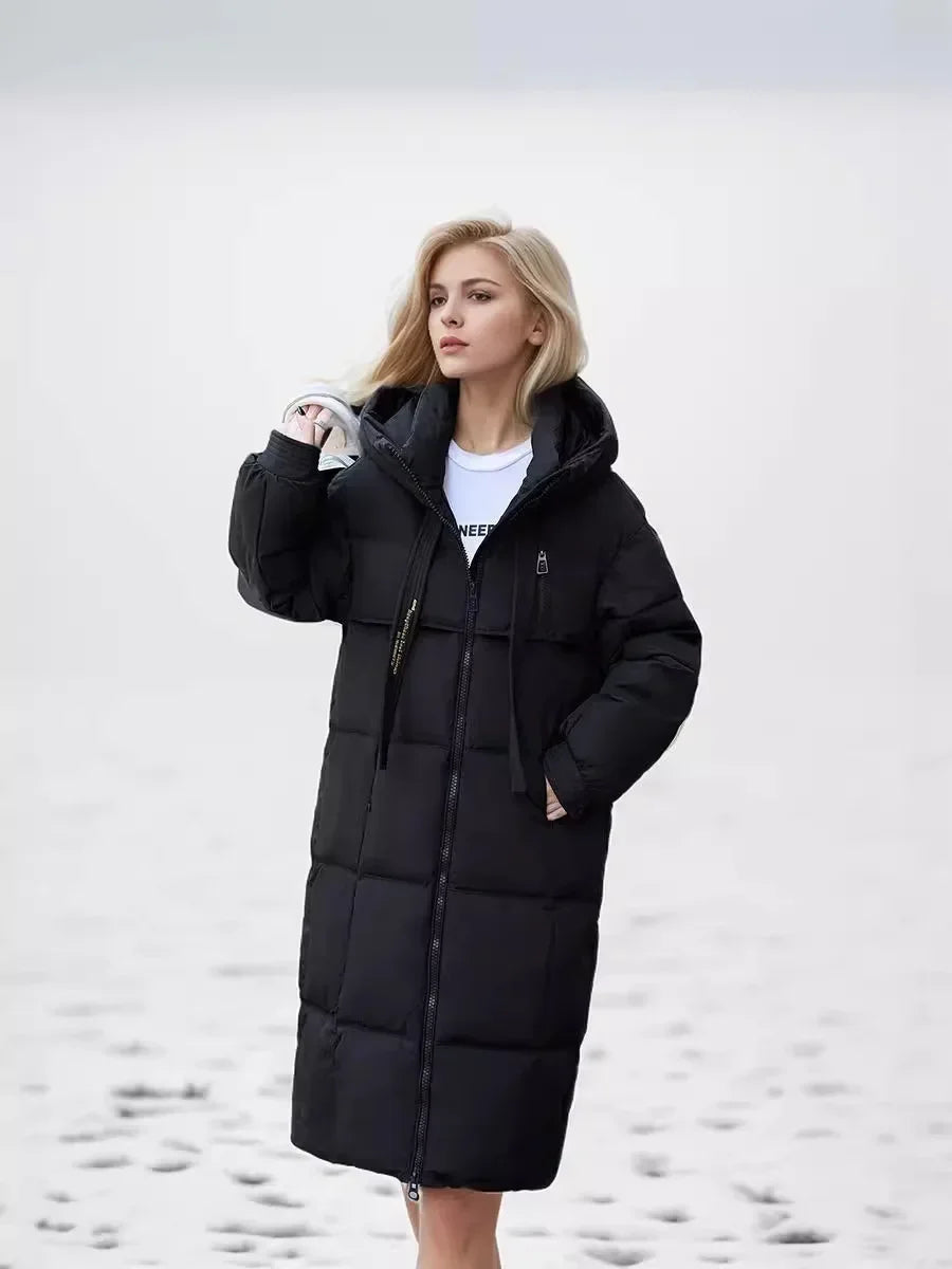 Frauen Parkas 2024 Herbst Winter Daunen Baumwoll jacken gepolstert verdickt Overknee locker lässig lange warme Taschen Mantel Schnee mantel