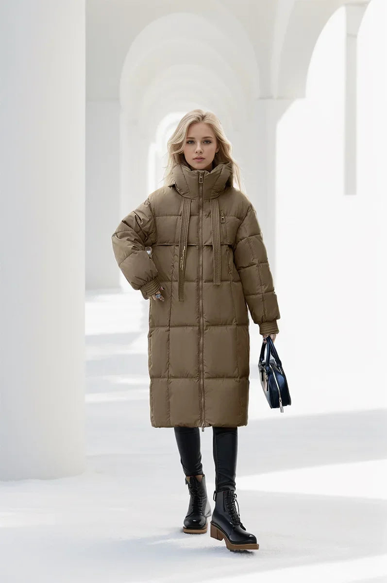 Frauen Parkas 2024 Herbst Winter Daunen Baumwoll jacken gepolstert verdickt Overknee locker lässig lange warme Taschen Mantel Schnee mantel