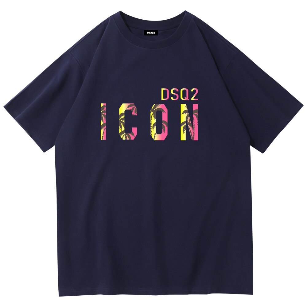 DSQ2 Mens Summer O-Tshirt Mens Women Casual ICON Print Short Sleeve Couple T-shirt Cotton Sports T-shirt Hip Hop Tees Streetwear