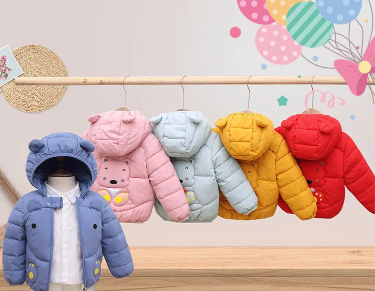 1 2 3 4 5 6 jahre Baby Jacke Cute Cartoon Bär Herbst Und Winter Mädchen Unten Jacke Mit Kapuze Zipper jungen Oberbekleidung Kinder Kleidung