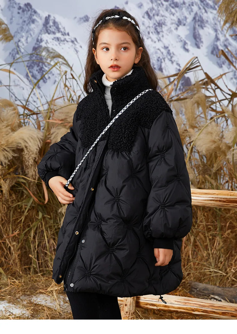 Teenager Mädchen Daunen jacke Winter einfarbig warm halten Mode Parkas Mantel Reiß verschluss Oberbekleidung 5 6 8 10 12 14 Jahre Kinder kleidung