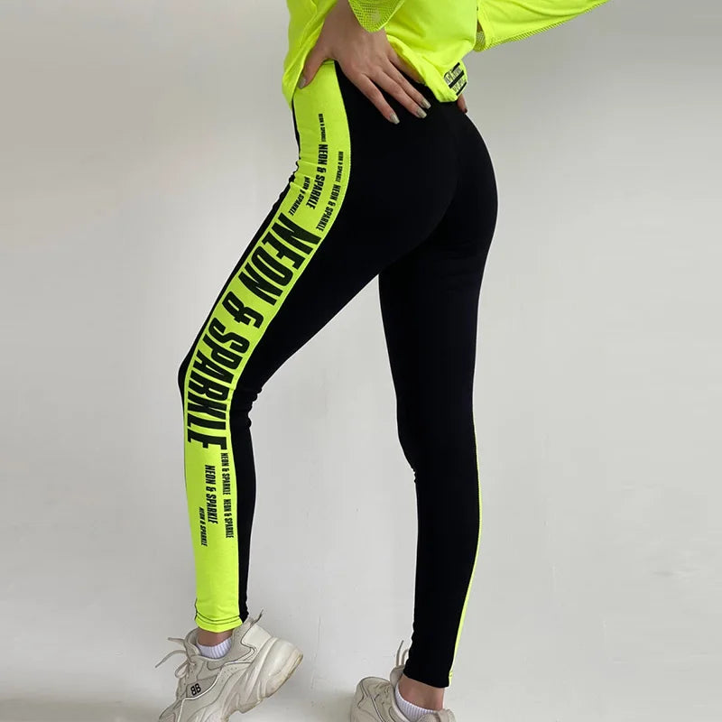 Oshoplive weibliche Mode Kontrast farbe irisierende Patchwork Mesh Hoodies & Leggings passt Sport lauf Sportswear neu