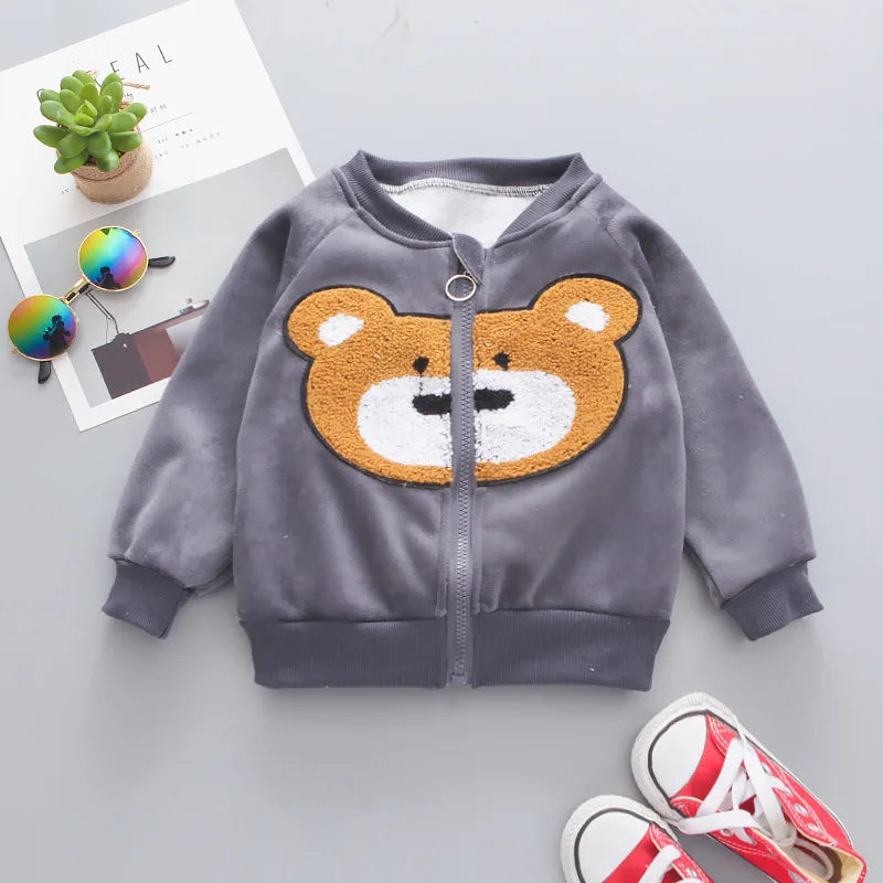 1 2 3 4 jahre Winter Baby Jungen Kleidung Sets Cartoon Bär Warm Halten Mantel + Kapuze Zipper Weste Und hosen Mädchen Anzüge Kinder Kleidung