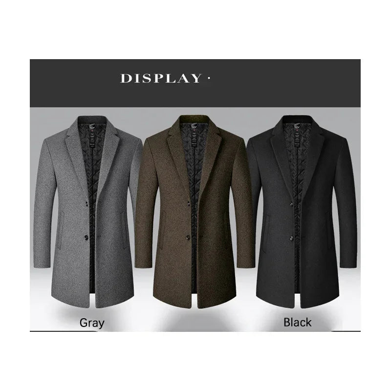 Browon Marke Trenchcoat Männer Herbst und Winter neue einfarbige lange Woll mantel für Männer Business Casual Wind breaker Männer Kleidung