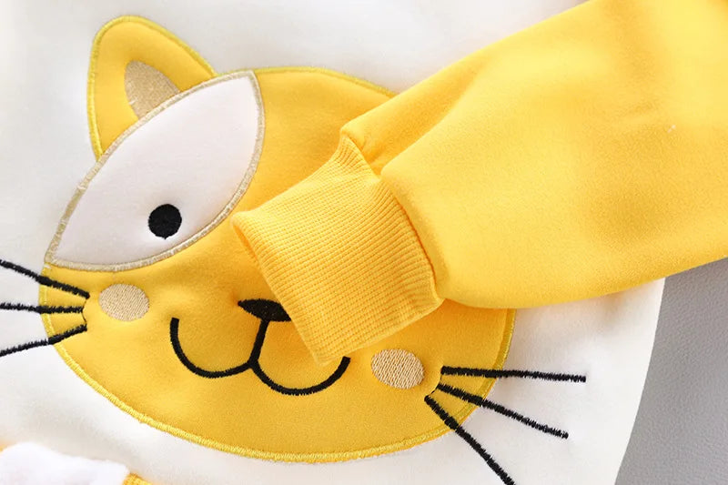 3 Stück süße Katze warm halten Mädchen Kleidung Herbst Jungen Kleidung Sets Kapuze Weste Mantel Hose Baby Anzüge 1-4 Jahre neue Kinder kleidung