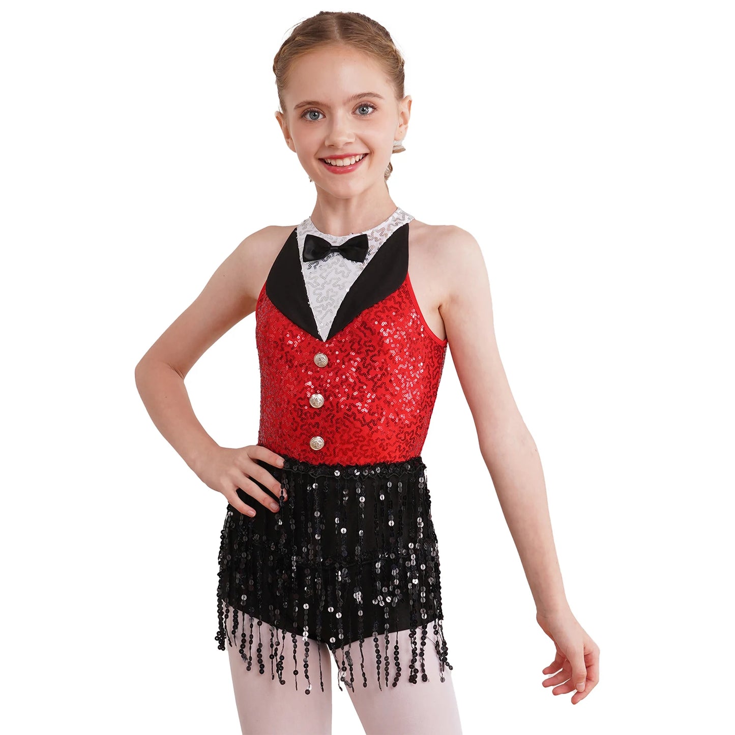 Kinder Mädchen funkelnde Pailletten Quaste Latin Jazz Tanz kleid Trikot Ballsaal Tango Rumba Samba Performance Kostüm moderne Tanz kleidung