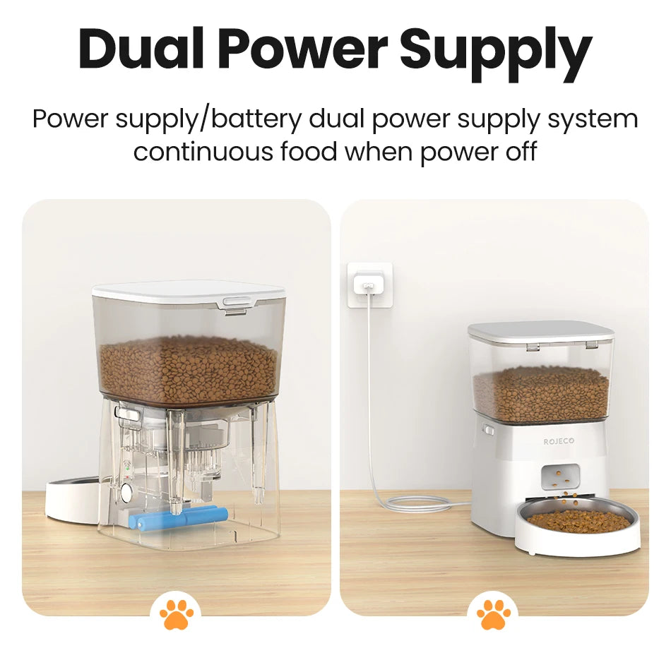 Rojeco Dog Feeder automatischer intelligenter Tiernahrung spender für Haustiere Hunde kibble Spender mit WLAN-Fernbedienung Hunde fütterung zubehör