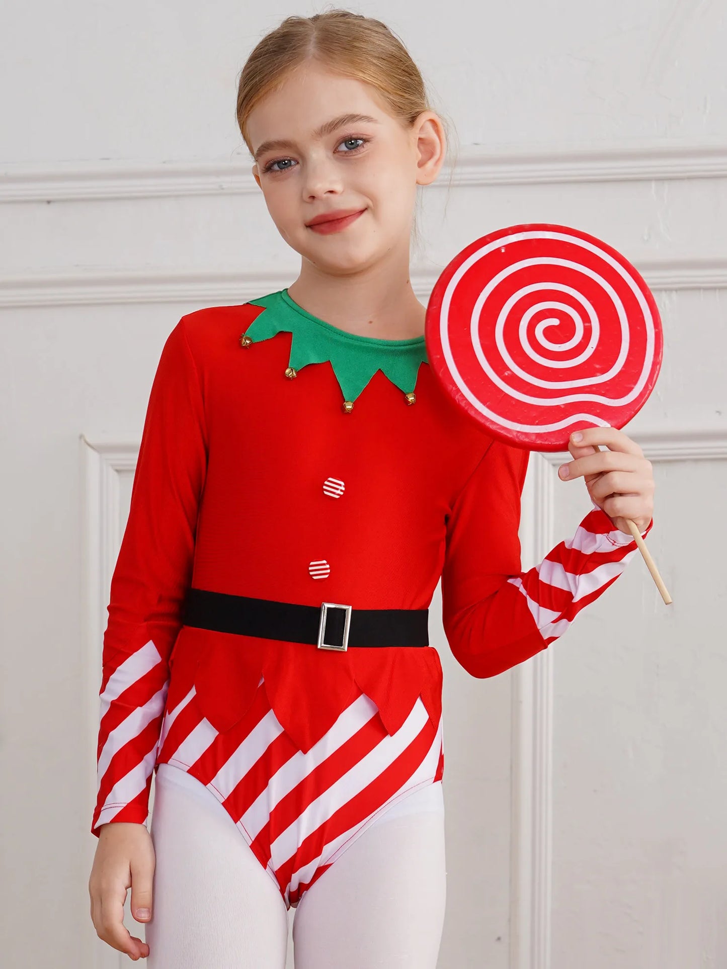 Kinder Mädchen Weihnachten Tanz Trikots sportliche Gymnastik Bodysuit Santas Helfer Weihnachten Party Urlaub Bühne Performance Kostüm