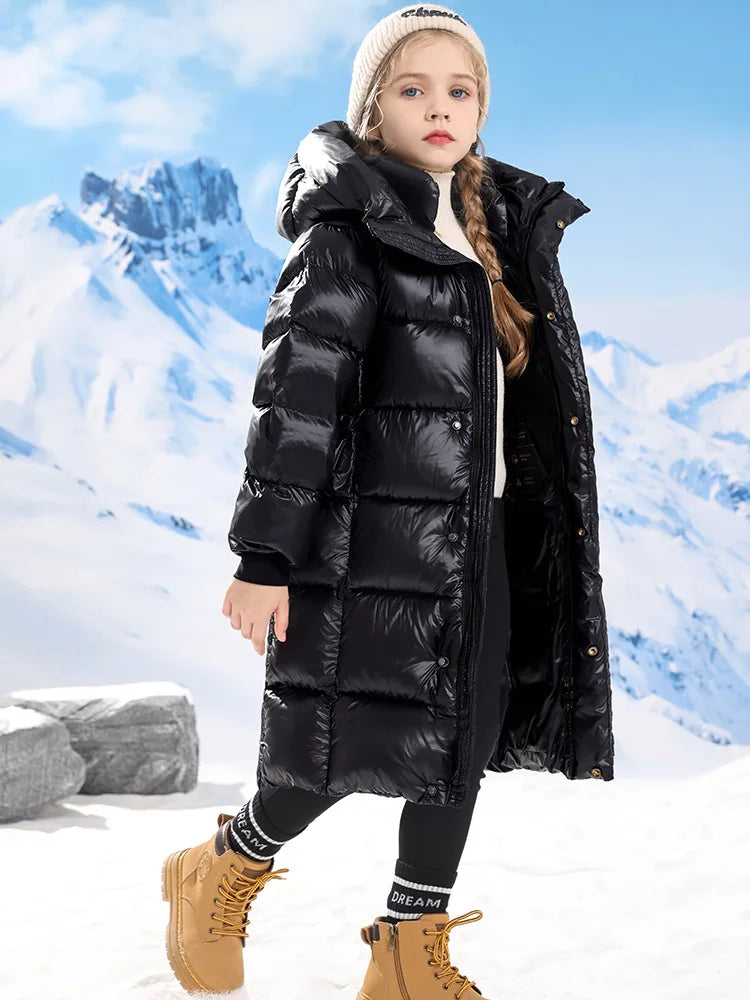 Teenager Mädchen Daunen mantel Winter halten warme Jacke für Mädchen lange Stil Kapuze Weihnachten Parkas Kinder kleidung 5-14 Jahre