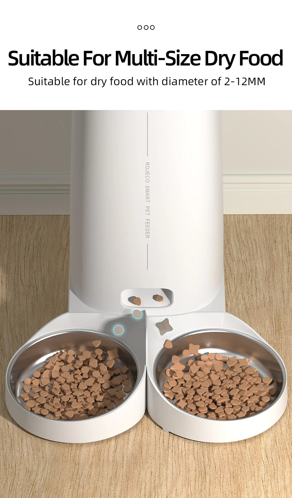 Rojeco automatische Hundefutter automat Smart Dog Food Spender Auto Food Container Fernbedienung WiFi-Taste für Haustier Katze Fütterung zubehör