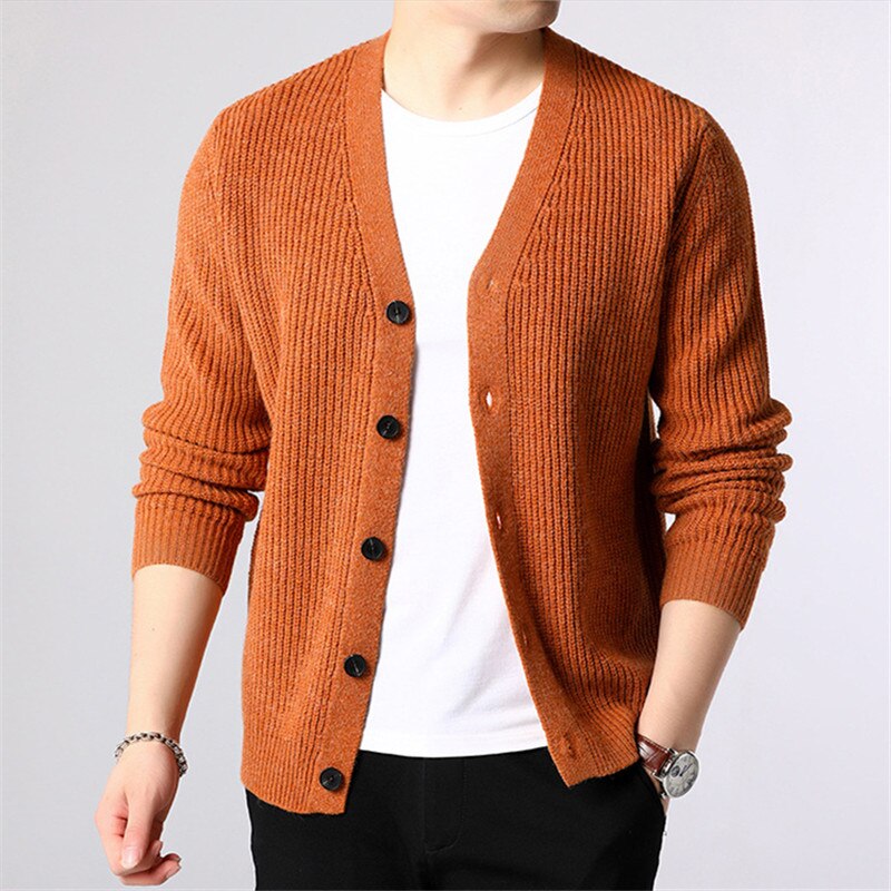 Autumn Winter Fashion Cardigan Men Solid Single Breasted Sweater Casual Warm Kintted Cardigan Mens Knitwear Sweater Jackets Coat