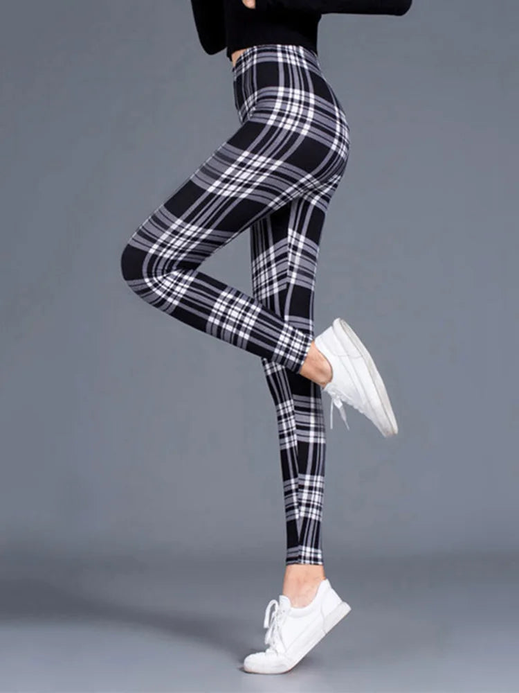 Plaid Leggings Women Sexy Pants Push Up Leggings Fashion Fitness Leggins Gym Sporting High Waist Trousers