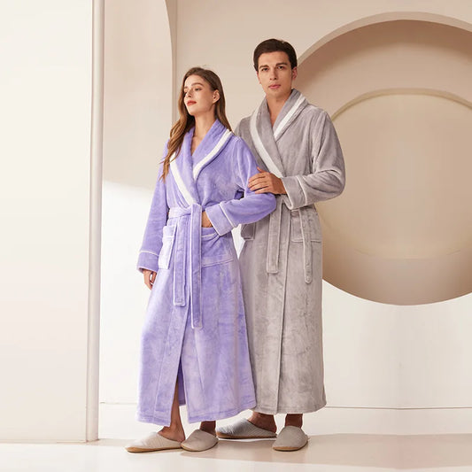 Herbst und Winter Bademantel Schärpen V-Ausschnitt Robe Flanell Pyjama halten warme Roben zu Hause Langarm Mode Nachthemd