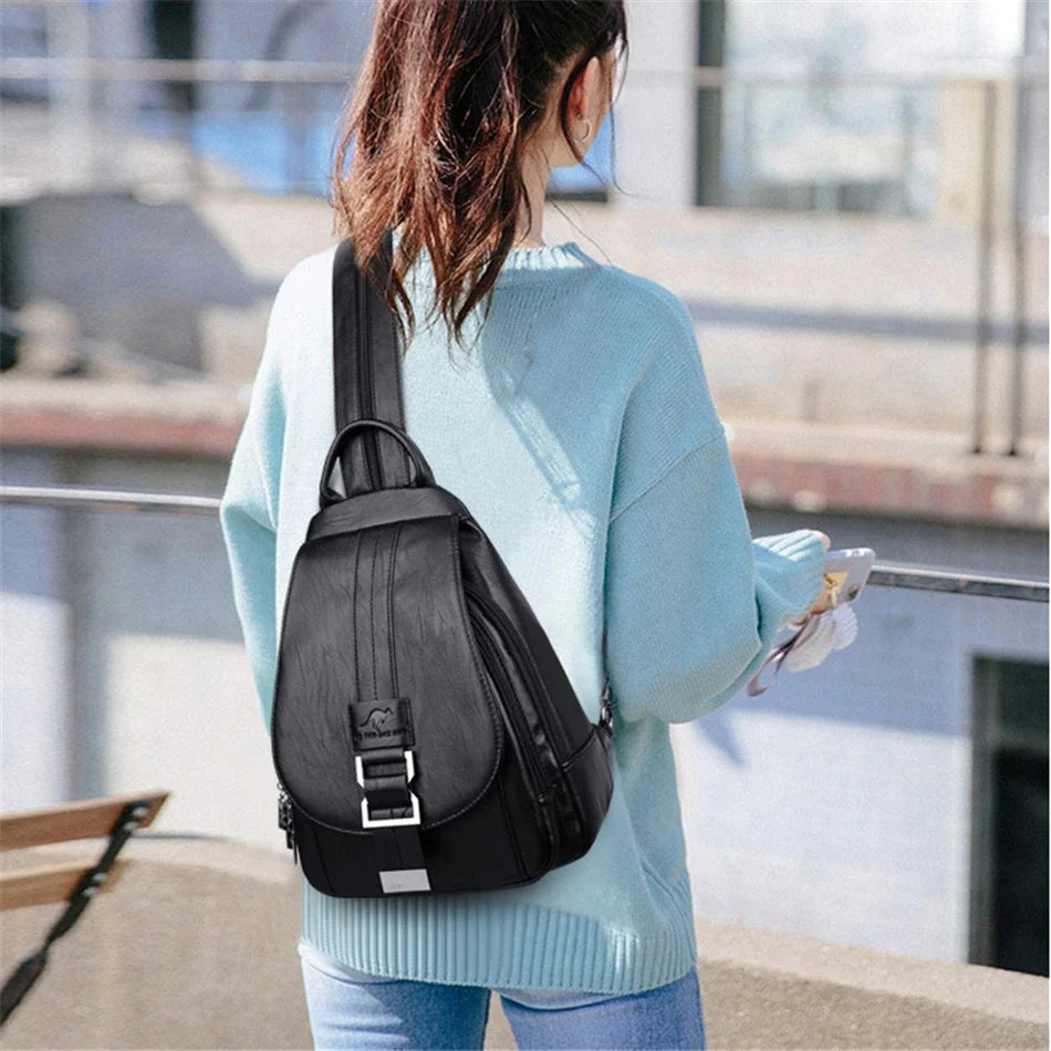 Frauen Anti diebstahl Rucksack Hohe Qualität Leder Schule Schulter Taschen Für Teenager Mädchen Multifunktions Rucksack Damen Brust Tasche