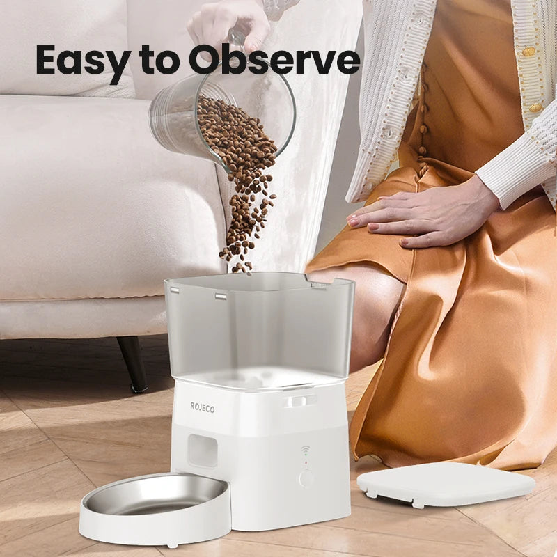 Rojeco Dog Feeder automatischer intelligenter Tiernahrung spender für Haustiere Hunde kibble Spender mit WLAN-Fernbedienung Hunde fütterung zubehör