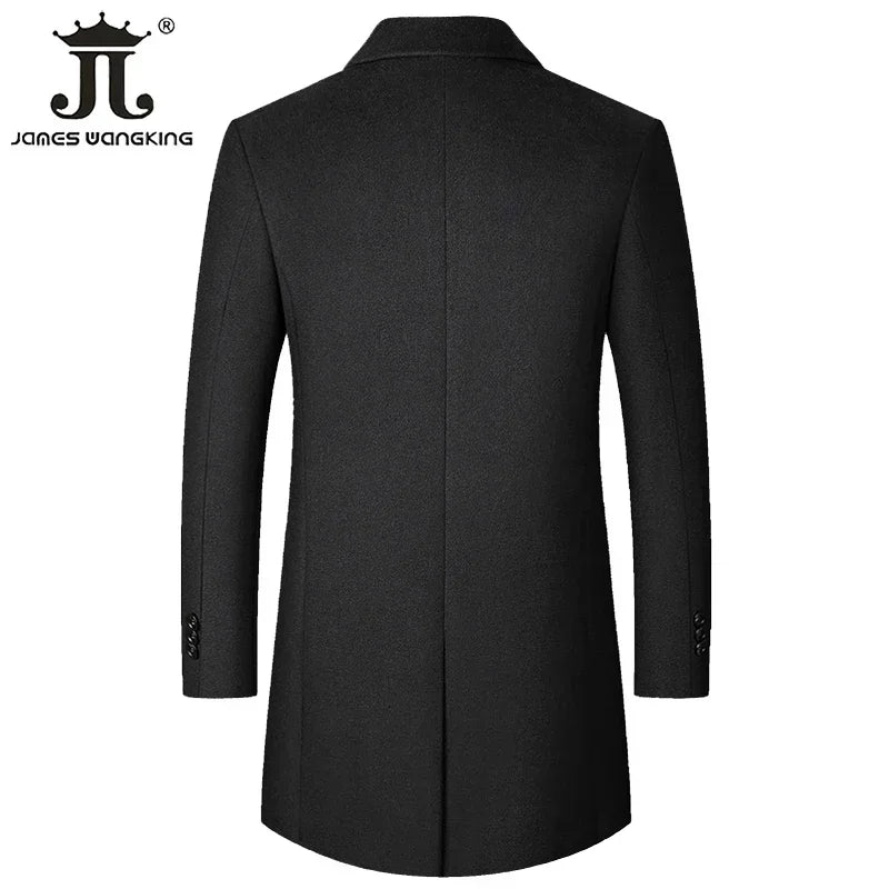 Männlichen Woll Mantel Einfarbig Schlanke Mitte Länge Windjacke Warm Wear-Resistant herren Wolle Mantel Business Formale tragen Lässige Jacke