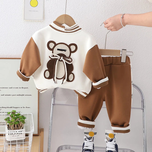 Frühling Herbst Baby Jungen Kleidung Sets Niedlichen Cartoon Mode Mantel + Hosen Mädchen Anzüge Geburtstag Geschenke 1 2 3 4 5 jahre Kinder Kleidung