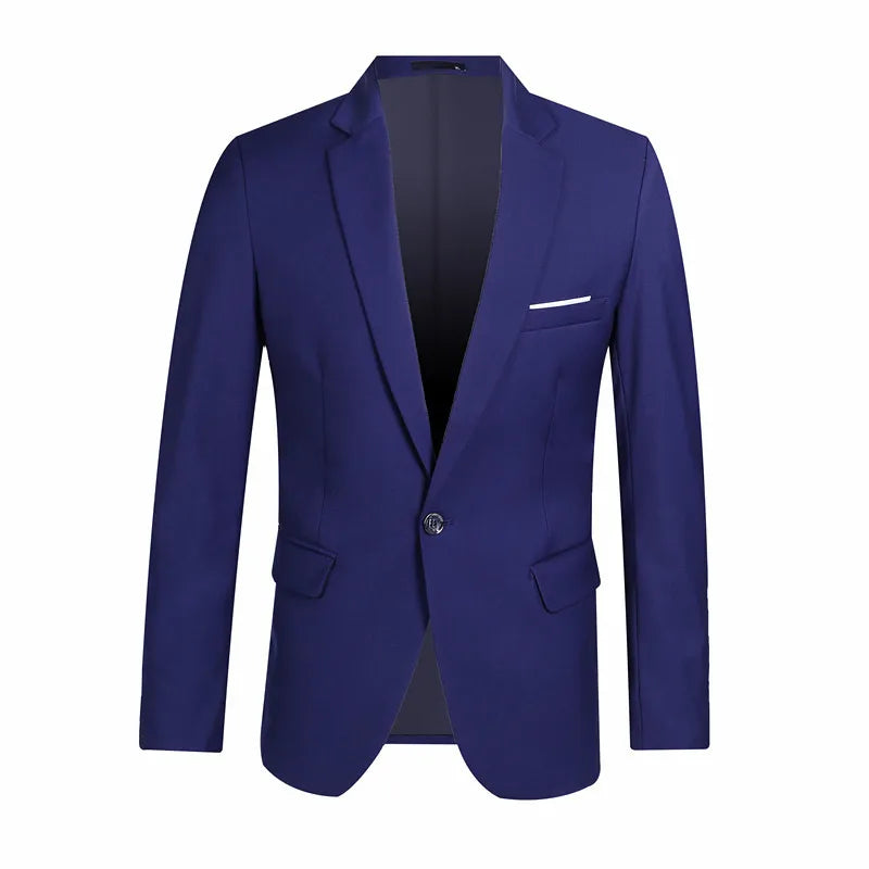 Blaue Männer Blazer Arbeits büro Männer Smoking für formelle Anlässe Taschen Mantel Blazer männliche benutzer definierte Männer Business schlanke Blazer