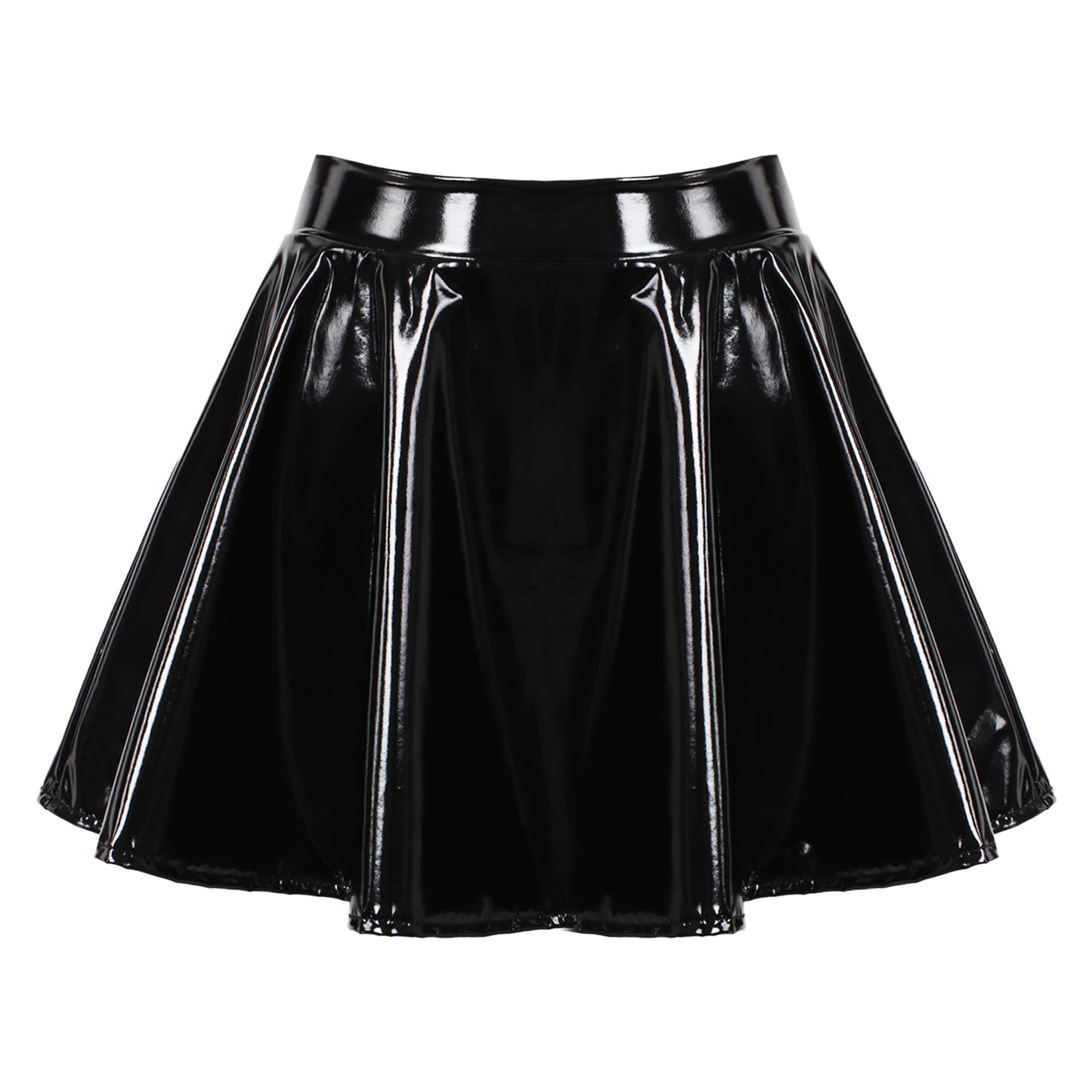 Sexy Lack leder Miniröcke Frauen hohe Taille Plissee Latex A-Linie Kreis Rock Rave Dance Bottoms Clubwear Röcke weiblich