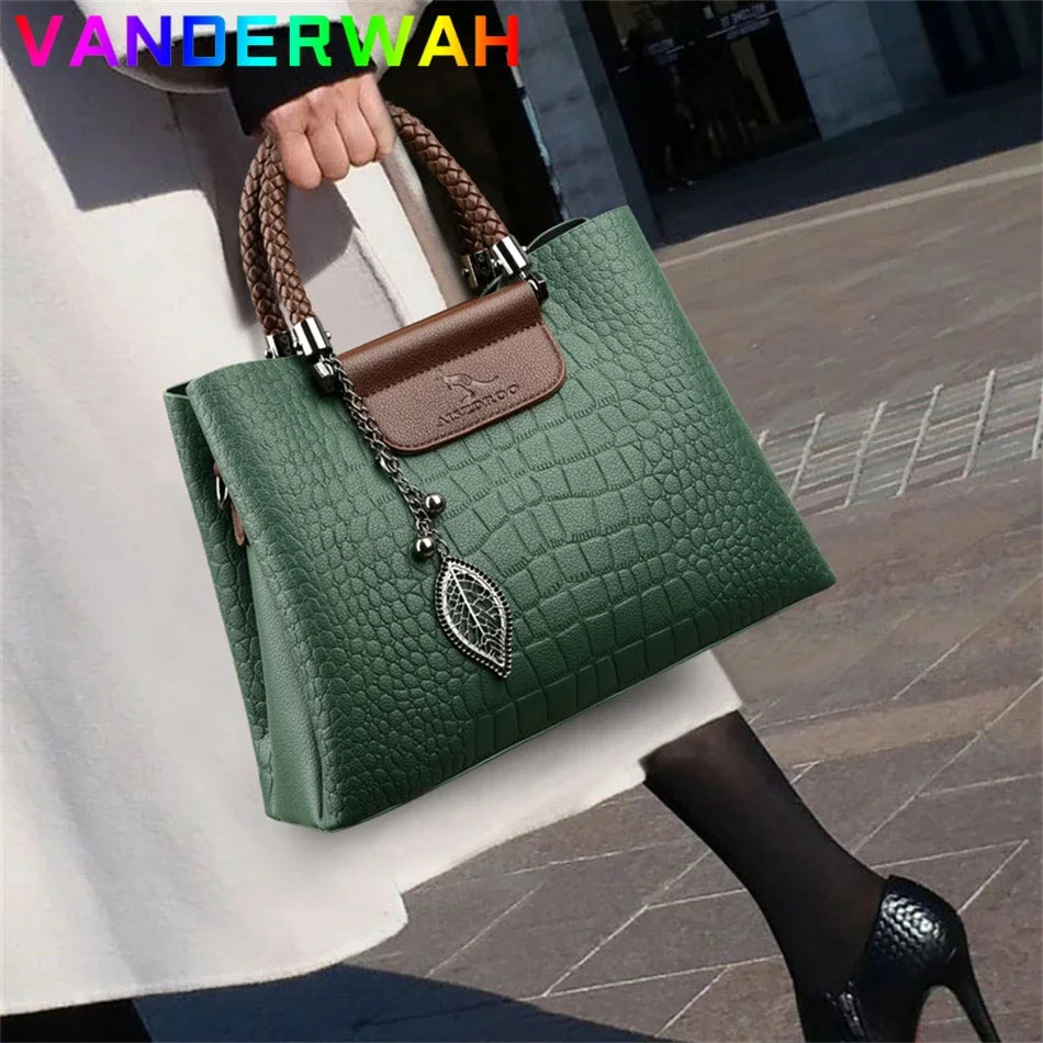 Echte Marke Leder 3 Schichten Alligator Umhängetasche für Frauen Weibliche Schulter Messenger Sac Luxus Designer Damen Handtaschen