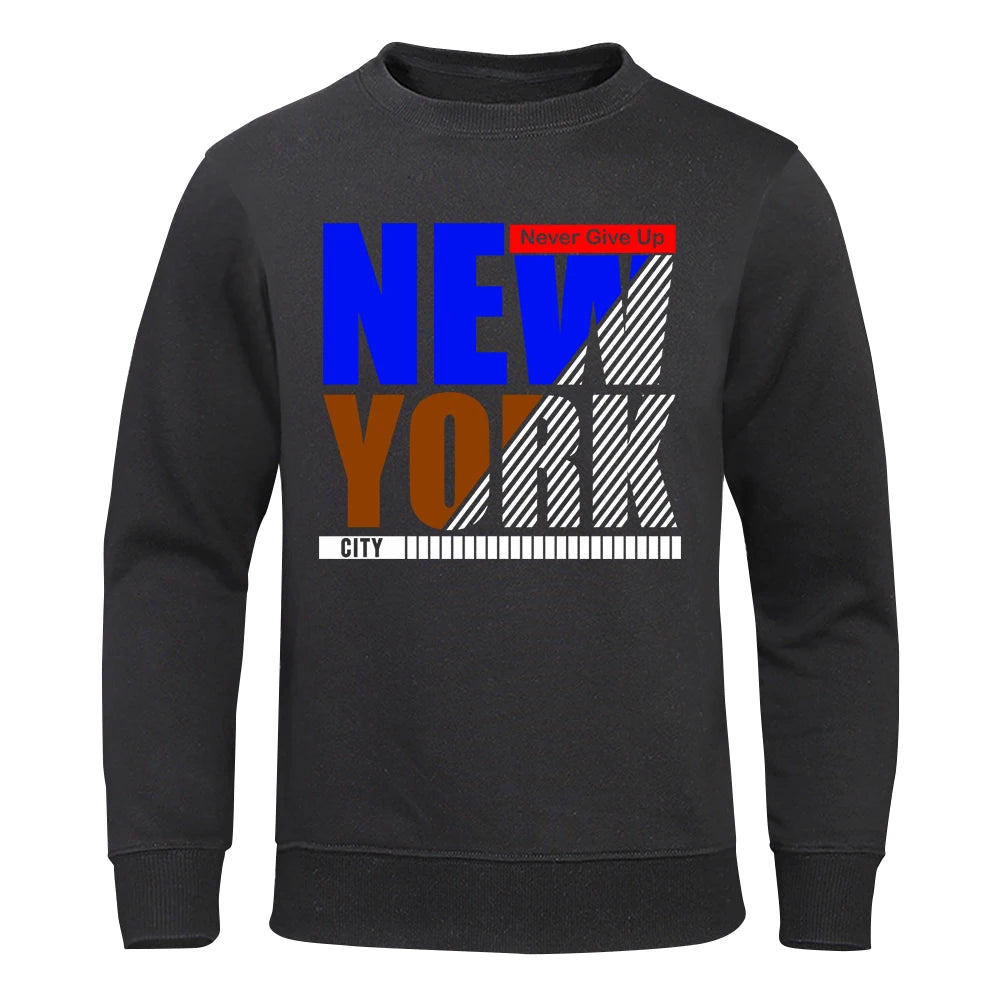 Never Give Up New York City Street Hip Hop Hoodie Mens Sport Hip Hop Top Pullover Warm Clothes Comfortable Fleece Hoodies Men