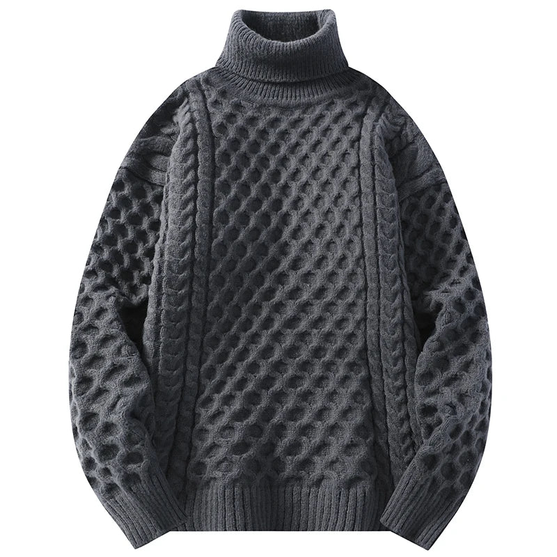 Herbst Winter herren Rollkragen Lose Pullover Einfarbig Beiläufige Gestrickte Pullover Männer Dicke Warme Streetwear Stricken Pull Pullover