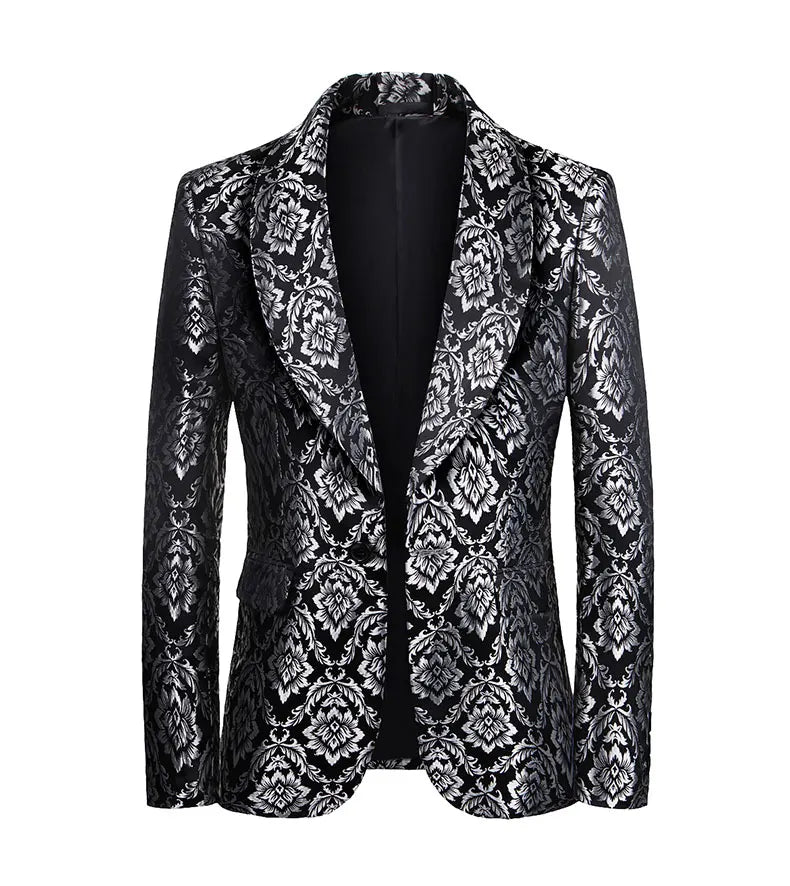 Luxuriöse Boutique Slim Print Herren Anzug Jacke Prom Bankett Smoking Bräutigam Hochzeitskleid Blazer Social Herren Formelle Anzüge Bühnenthost