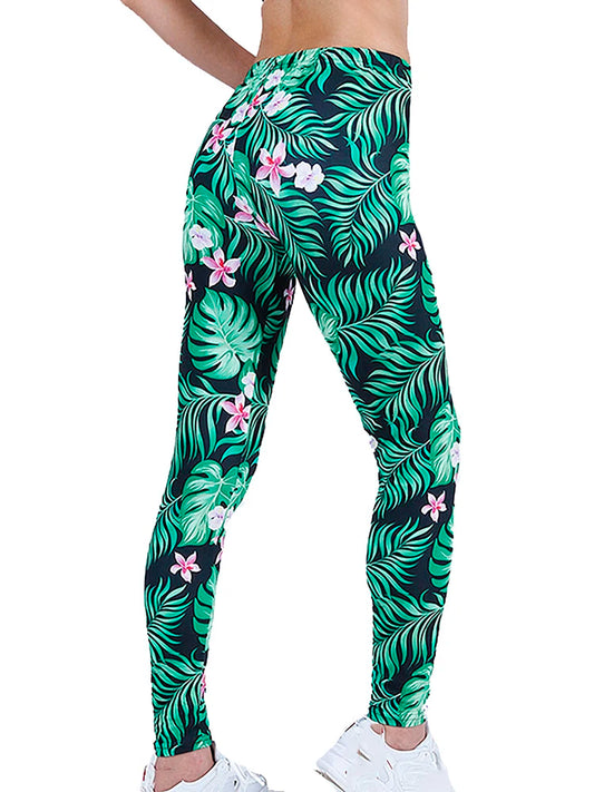 CUHAKCI Fashion Women Leggings Beautiful Leaf Floral Printing High Waist Jeggings Stretch Pant Sexy Hot Sale Clothing Mujer