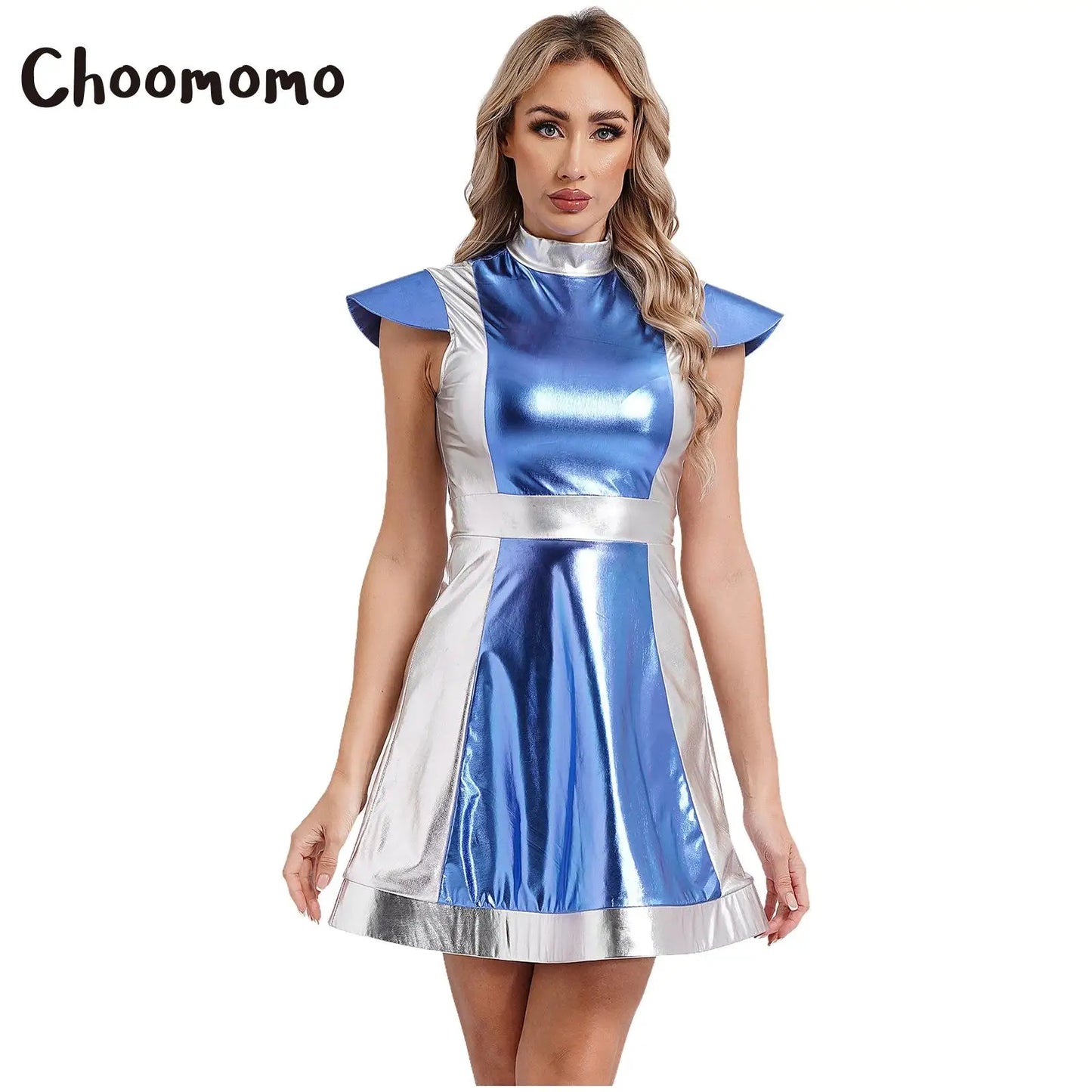 Frauen Weltraum Alien Kostüm außer irdische Halloween Metallic Kleider für Themen Party Cosplay Rollenspiel verkleiden