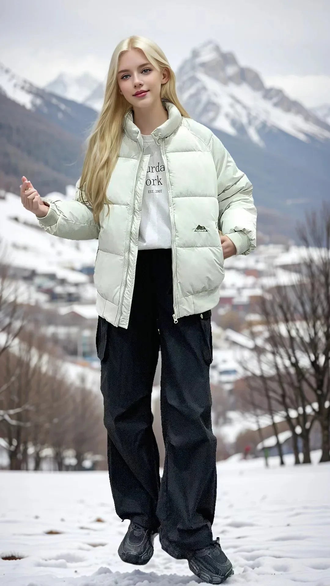 Süße Frau Daunen Baumwoll mantel Winter jacke warm lose koreanische Mode Stand Kragen Reiß verschluss 2024 neue weibliche Puffer jacke gepolstert