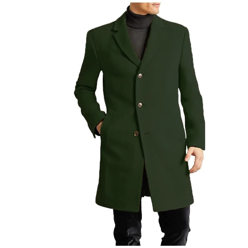 Herren mantel gefüttert Herbst Winter neue Jacken Mann lange Kleidung Jacke England britischen Stil Wolle Revers Oberbekleidung EU-Größe M-XXL