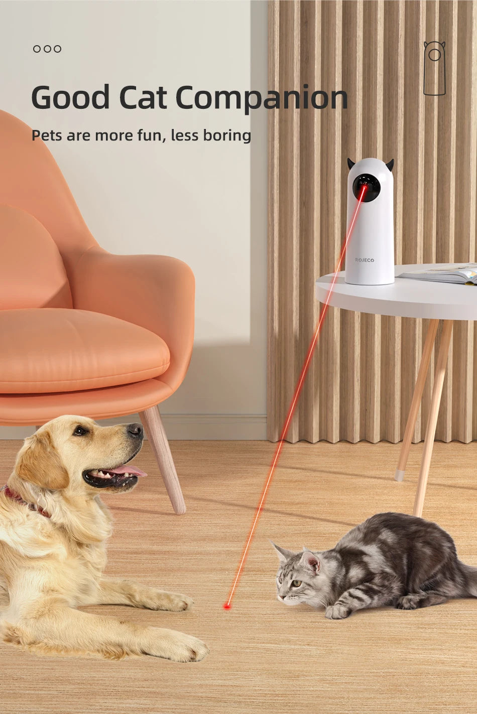 ROJECO Automatische Katze Spielzeug Interaktive Smart Necken Haustier LED Laser Indoor Katze Spielzeug Zubehör Handheld Elektronische Katze Spielzeug Für Hund