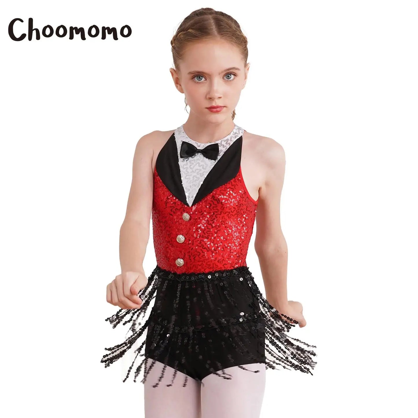 Kinder Mädchen funkelnde Pailletten Quaste Latin Jazz Tanz kleid Trikot Ballsaal Tango Rumba Samba Performance Kostüm moderne Tanz kleidung