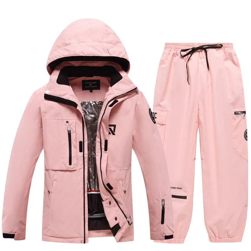 Neuankömmlinge Damen Ski anzug Winter Outdoor Schnee tragen wasserdicht wind dicht verdickt warme Herren Ski jacke Hosen Set Arbeits stil