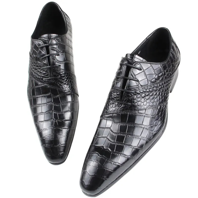 Men&#39;s Invisible Height Increasing Elevator Shoes Genuine Leather Formal Dress Oxfords Business Shoes Durable Rubber Outsole