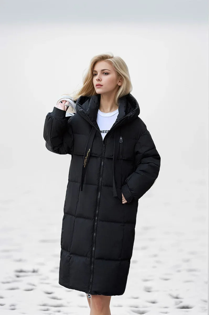 Frauen Parkas 2024 Herbst Winter Daunen Baumwoll jacken gepolstert verdickt Overknee locker lässig lange warme Taschen Mantel Schnee mantel