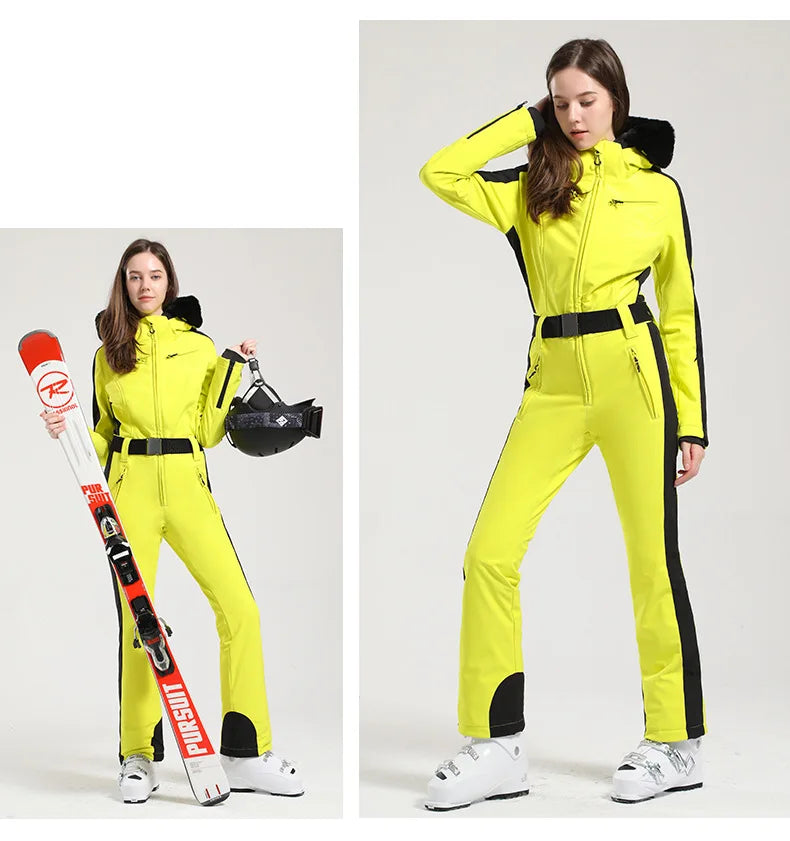 2025 einteiliger Ski anzug Frauen warme Outdoor-Snowboard jacke Overalls Ski-Set Overalls wind dicht wasserdicht traje de esqui