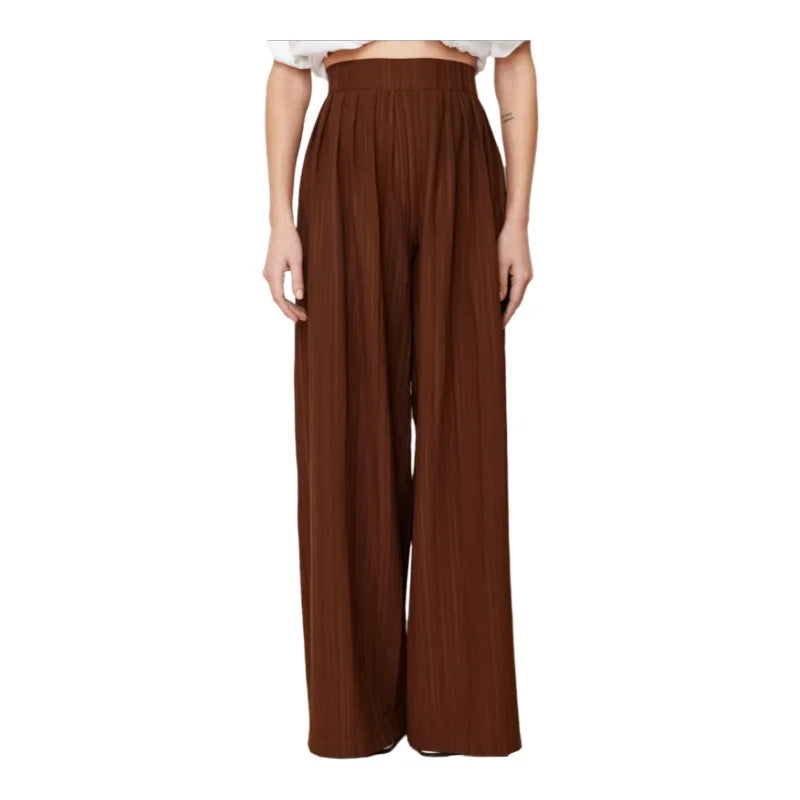 Trendyol TYZA Damen-Hosen und Caprihosen, einfarbig, Crinkle, stilvolle Hosen mit weitem Bein und Caprihosen, weites Bein, lässige Umstandsmode