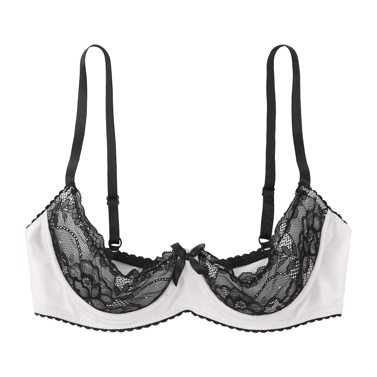 Damen sexy bestickte Spitze Demi Cup BHs Balcon ette ungefüttert unter verdrahtet Regal BH Bra lette Push-up Bandeau Unterwäsche