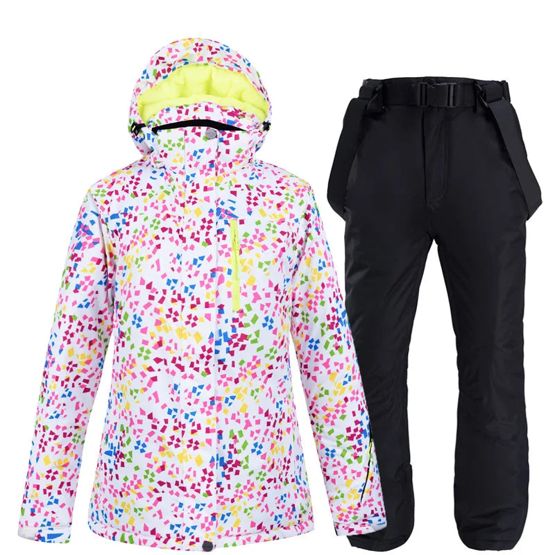 Winter Frauen Ski Anzug Thermische Ski Jacke Hosen Set Winddicht Wasserdicht Snowboarden Jacke Weibliche Ski Anzüge Schnee Mantel