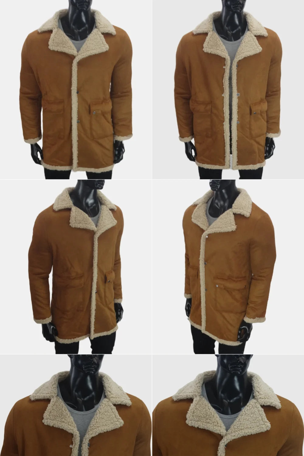 Winter Warme Fleecejacke Herren Urn-Down-Kragen Verdickter Mantel Wildleder Herrenbekleidung Kunstwolle Kalte Jacken Plus Größe S-5XL