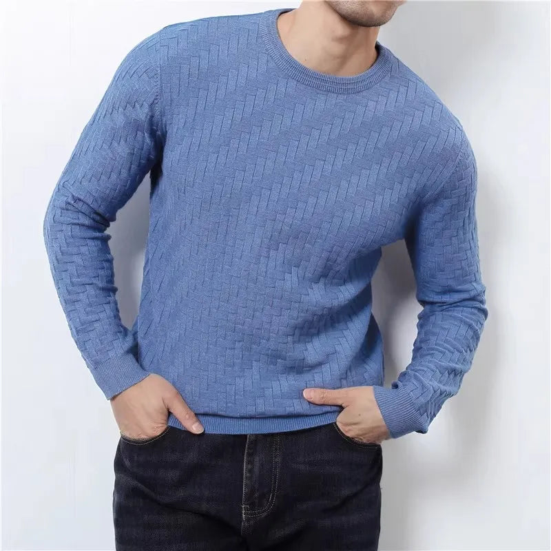 Herbst Winter Smart Casual Oansatz Pullover Männer Gestrickte Pullover Mode Einfarbig Herren Slim Fit Casual Weben Stricken Pullover