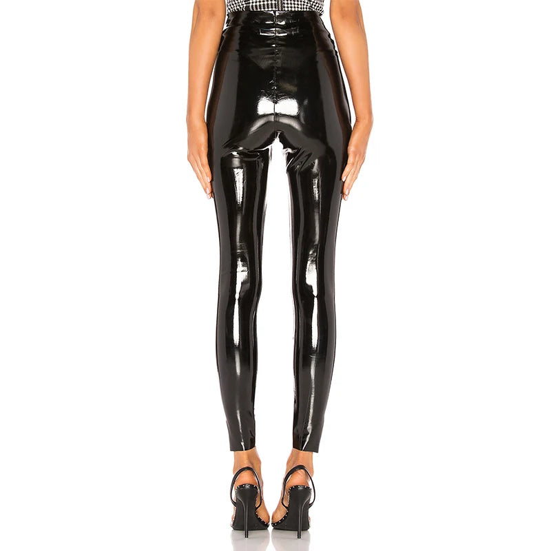 Frauen glänzende pu Leder weiß PVC-Hose schlanke 4xl sexy Leggings Latex dehnbare hohe Taille Bodycon Hose Sommer dünne Hose